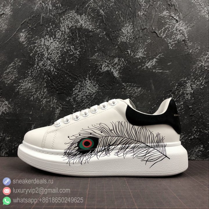 Alexander McQueen 5D Print 2019 Unisex Sneakers PELLE S GOMMA 462214 WHFBU Black Feather